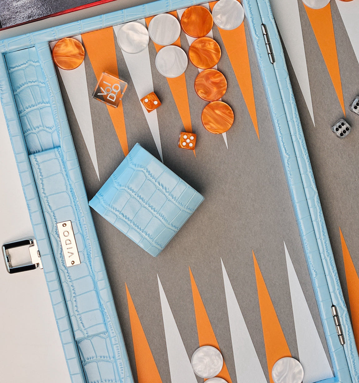 Aquamarine Crocodile Medium Backgammon