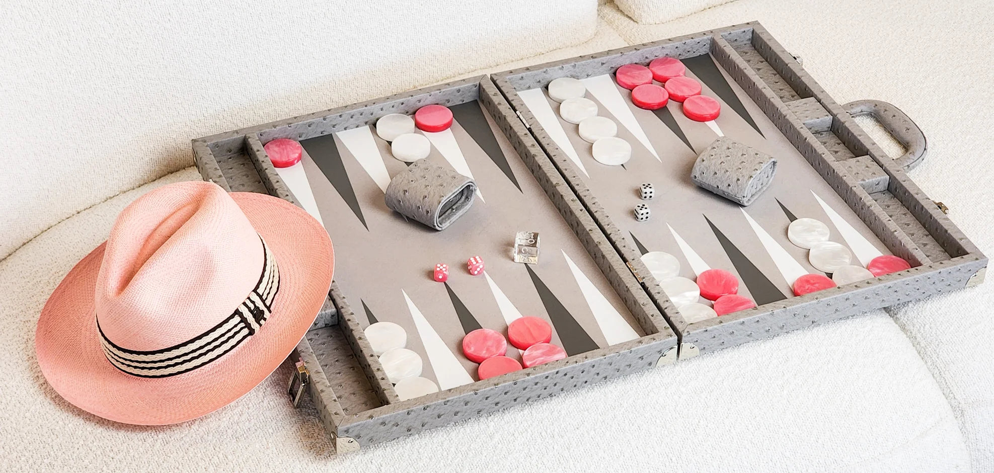 Grey Ostrich Backgammon Set