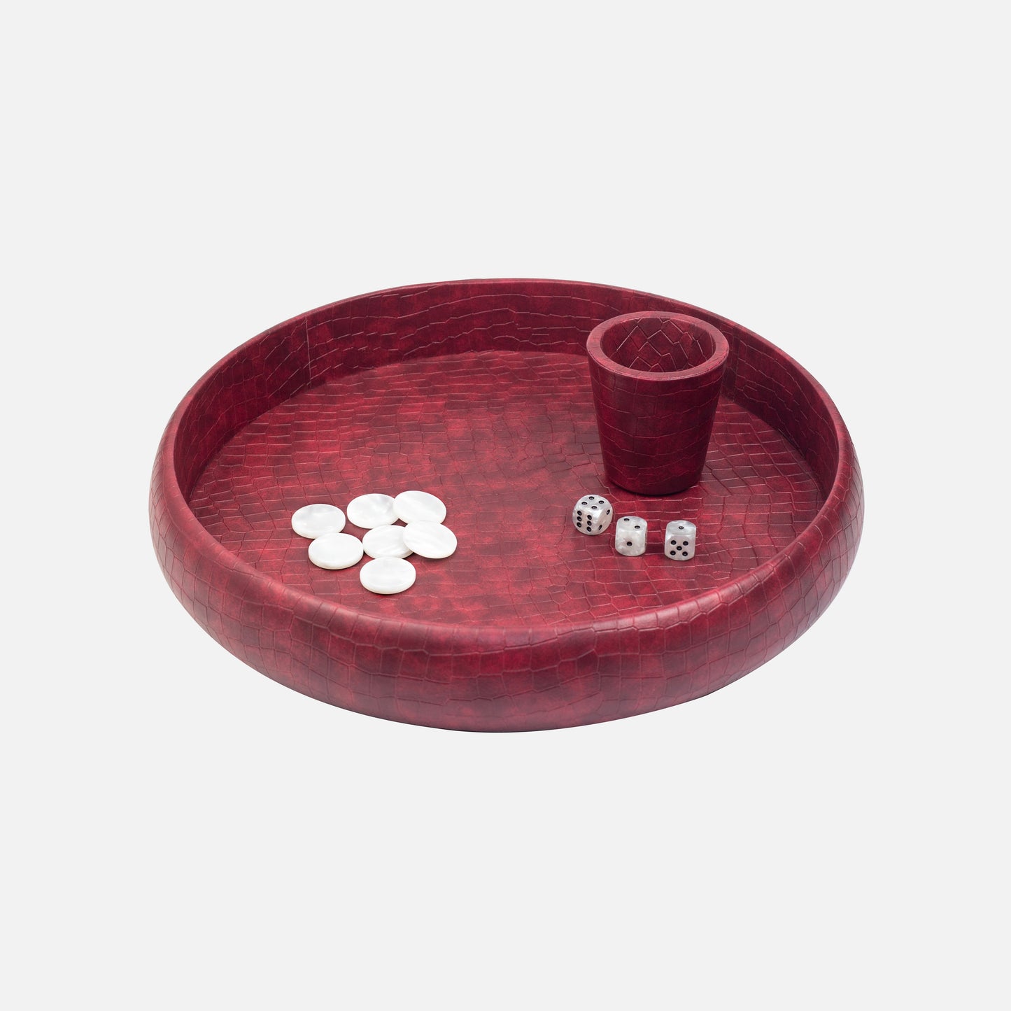 Burgundy Crocodile Dice Tray