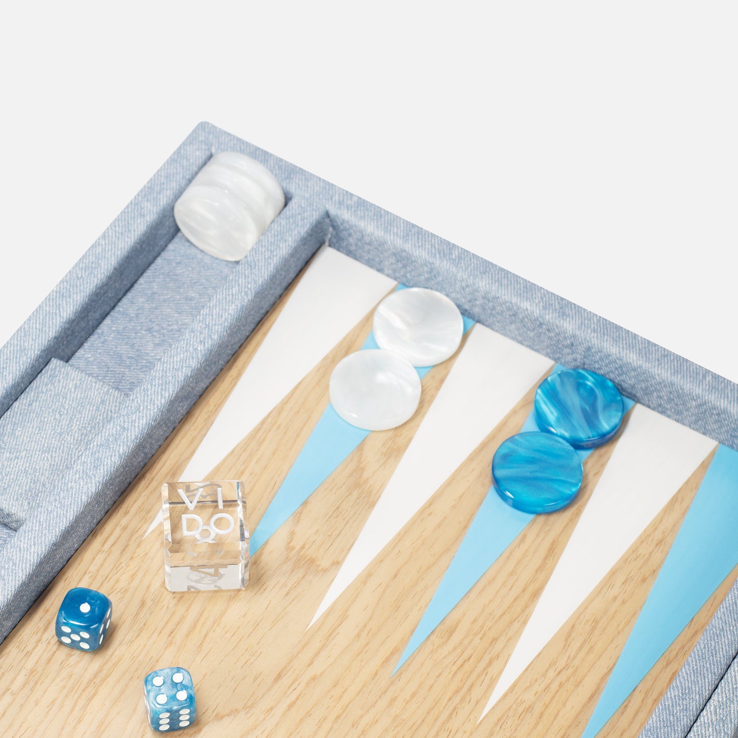 Denim Blue Wooden Backgammon