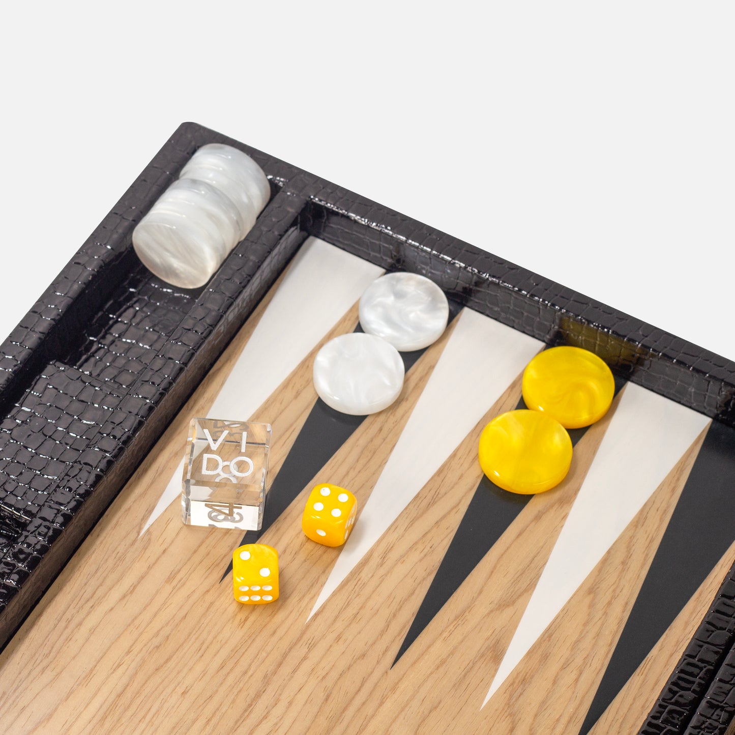 Jet Black Alligator Wooden Backgammon