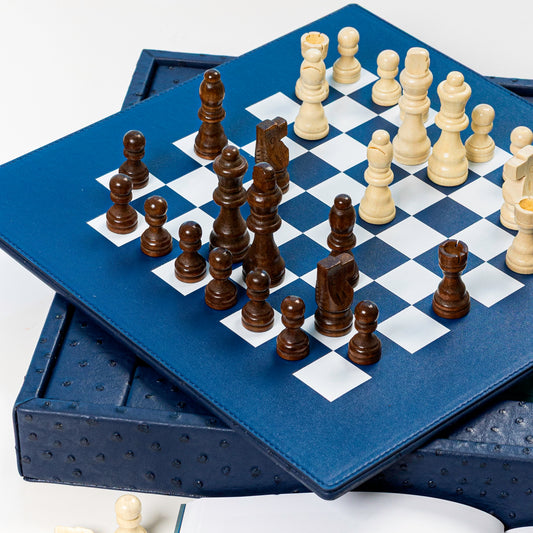 Navy Blue Ostrich Chess Set