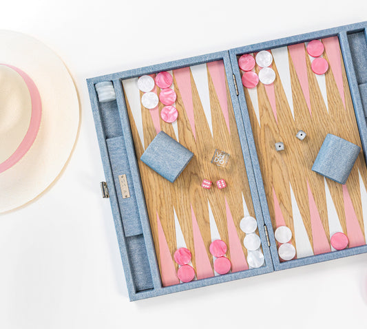 Denim Pink Wooden Backgammon