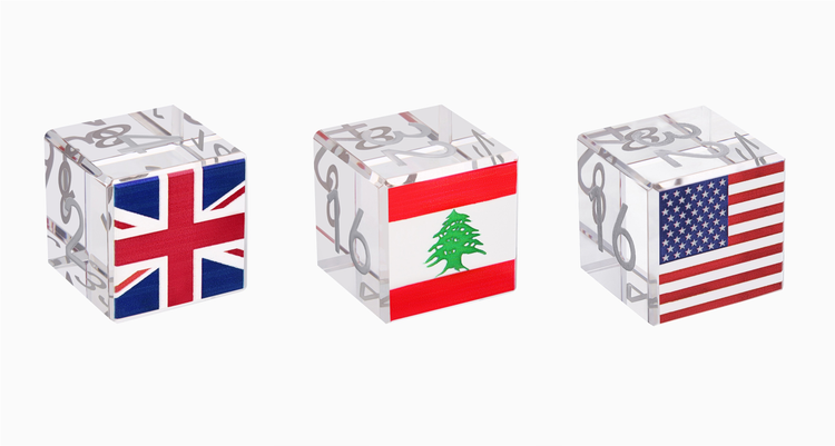 Backgammon Doubling Cubes Made Of Genuine Crystal With Flags