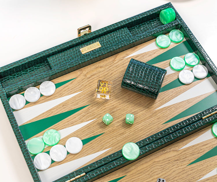 Backgammon Collection | Wooden Surface & Vegan Leather - Medium Size