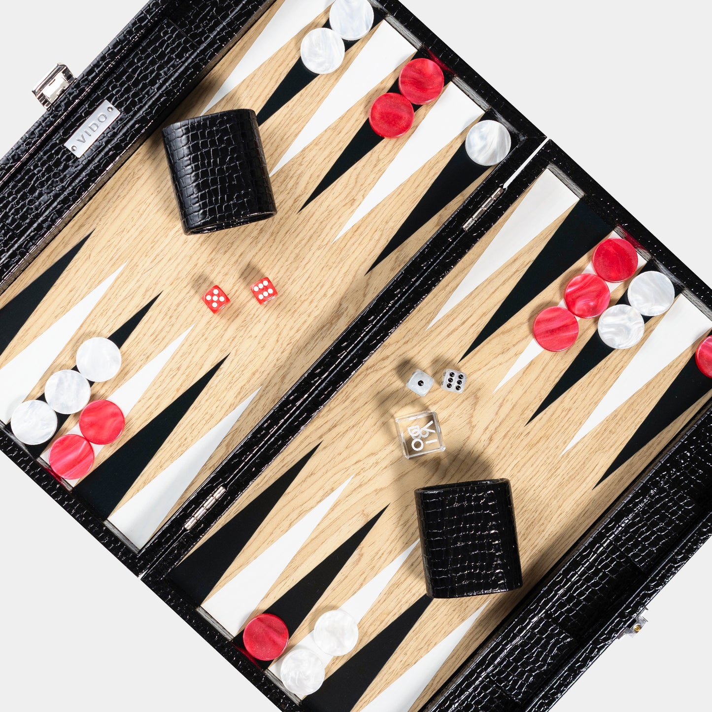 Jet Black Alligator Wooden Backgammon