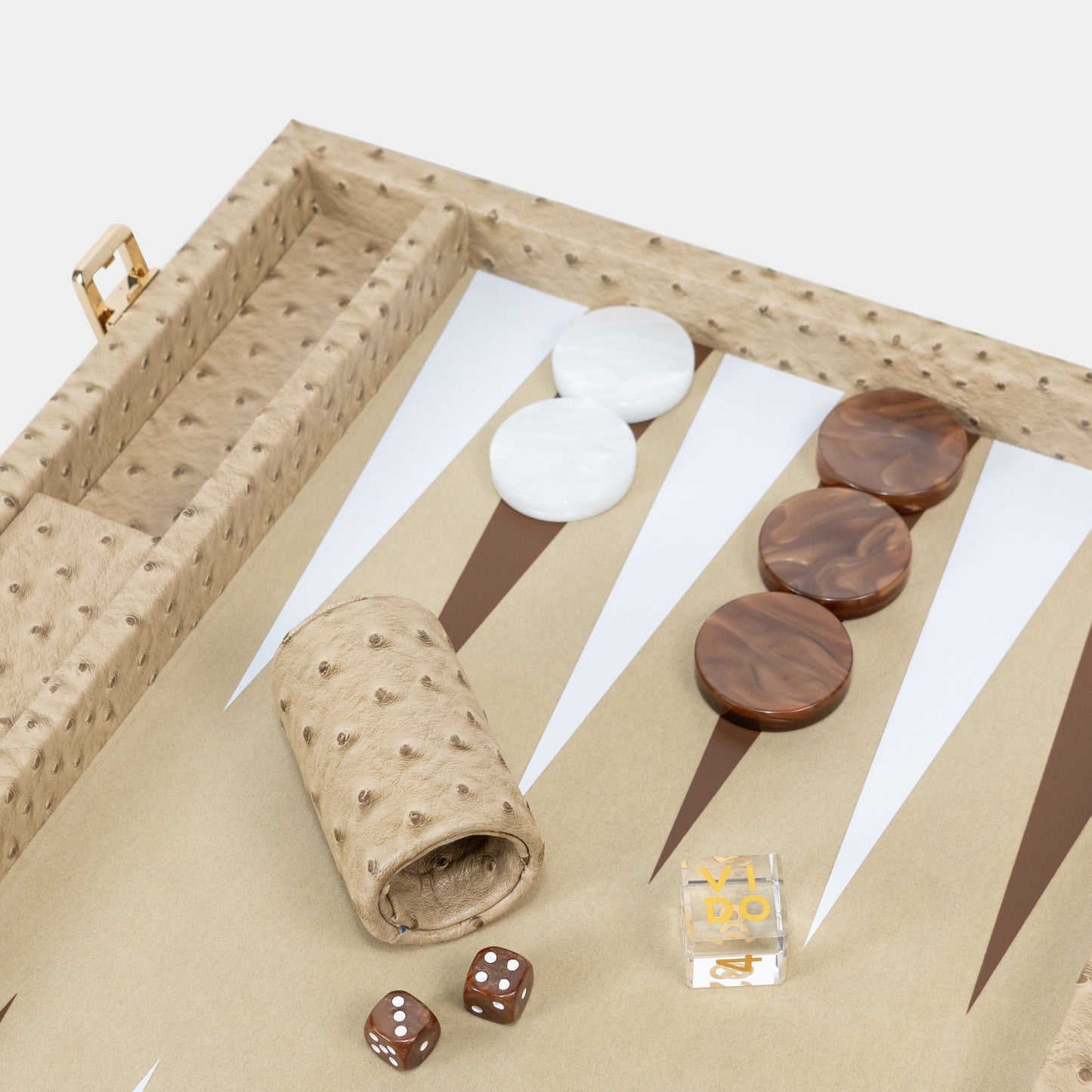 Beige Ostrich Large Backgammon