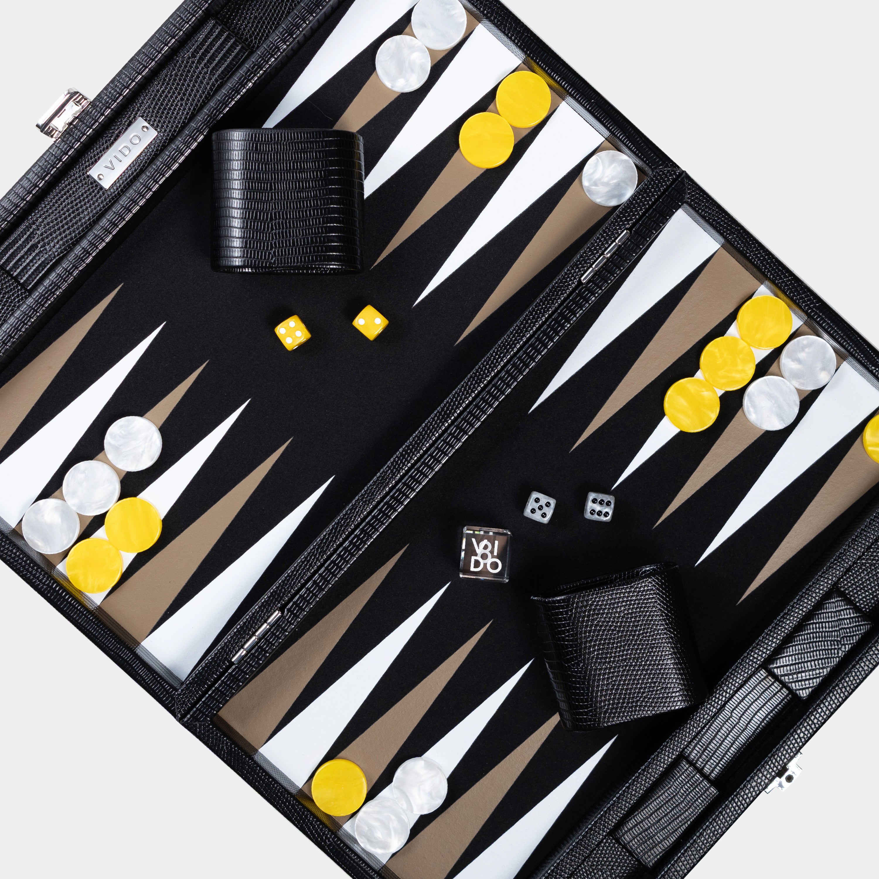 Backgammon Medium Set Jet Black Lizard – VIDO