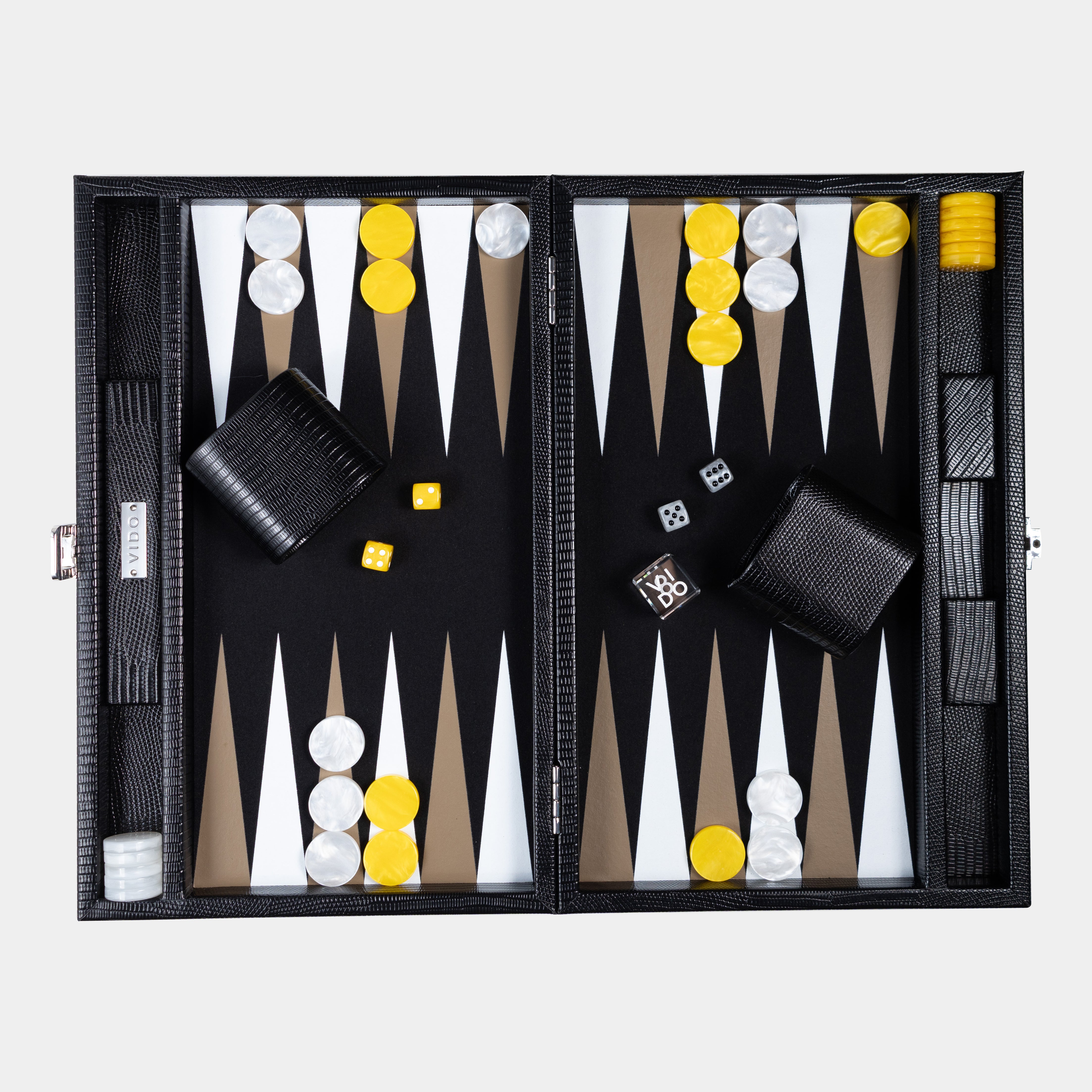 Backgammon Medium Set Jet Black Lizard – VIDO
