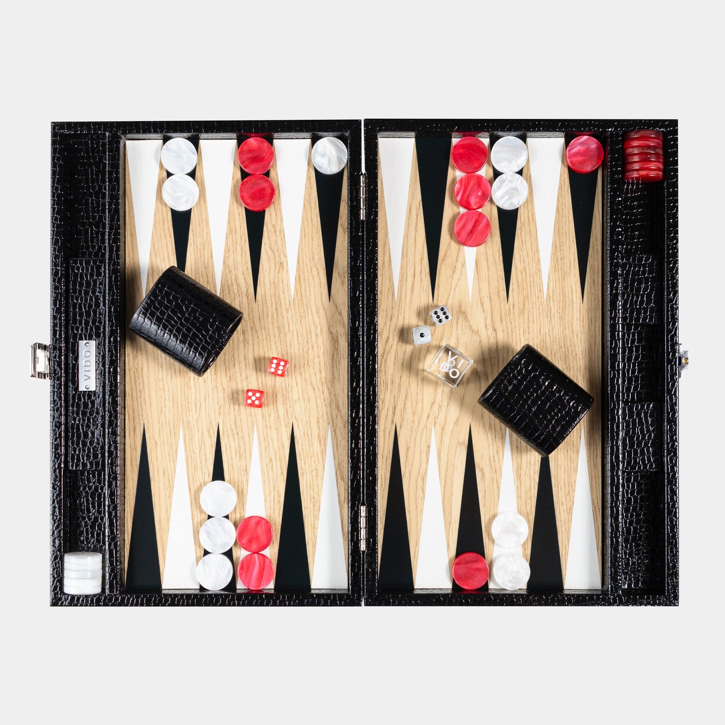 Jet Black Alligator Wooden Backgammon