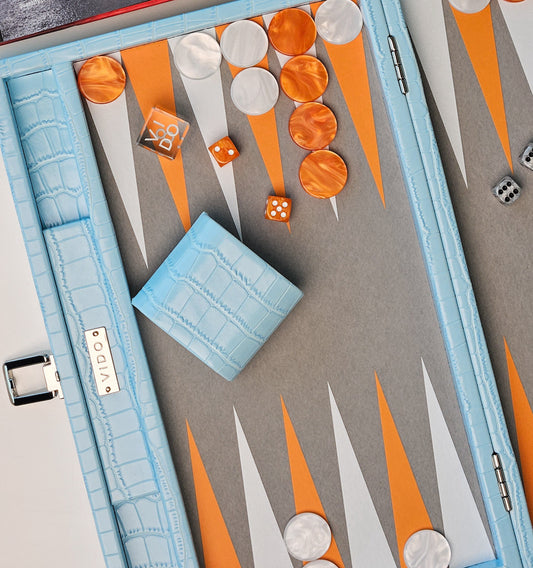 Aquamarine Crocodile Medium Backgammon