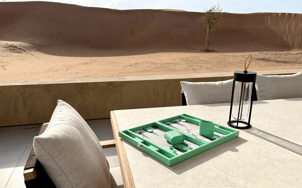 Travel Size Luxury Backgammon Set In Desert | VIDO