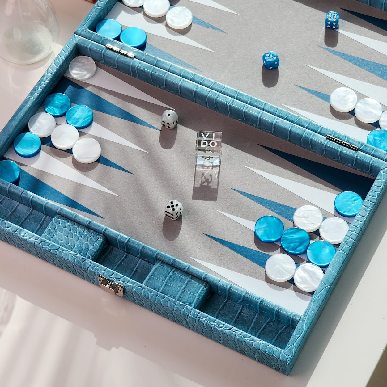 VIDO Backgammon Set Blue Alligator