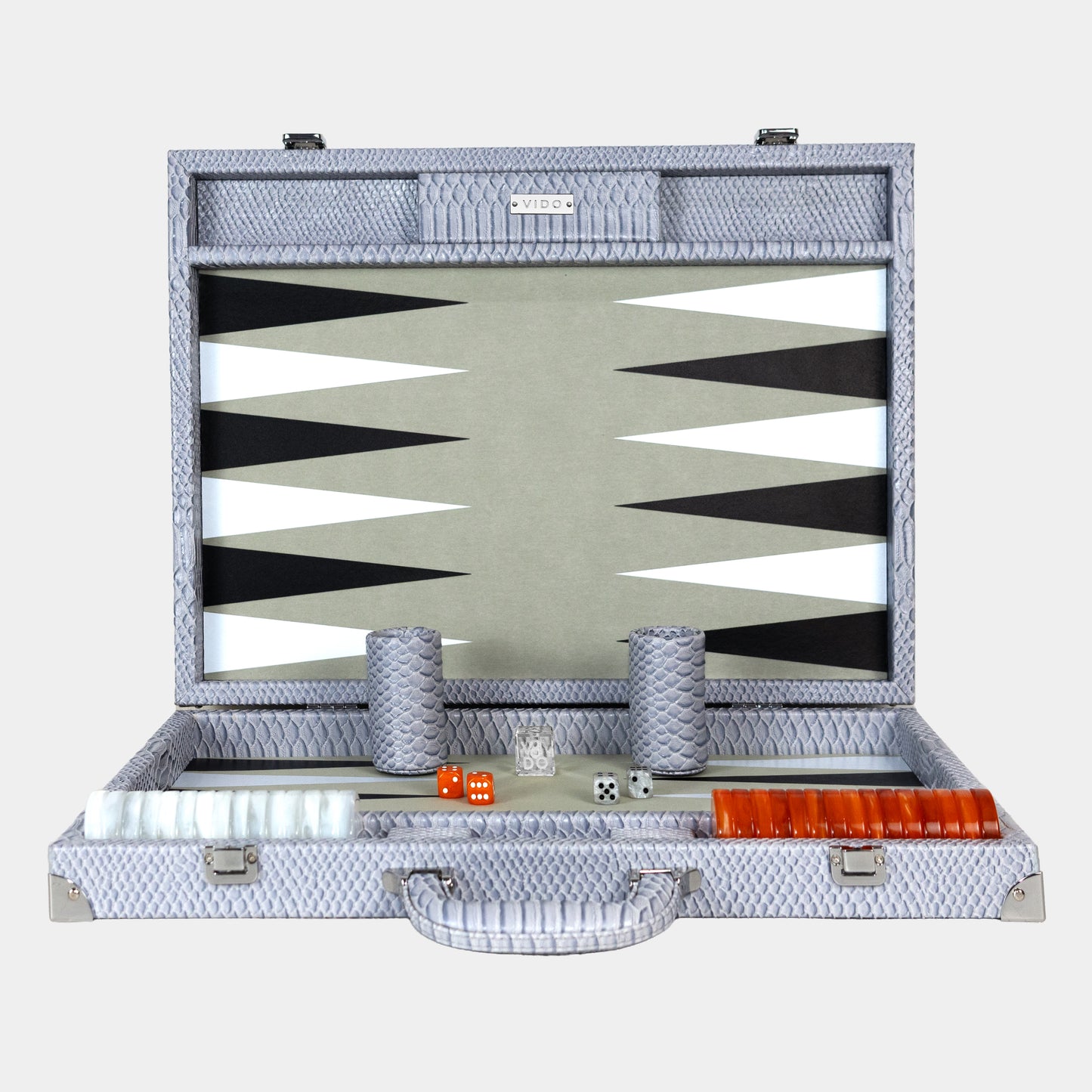 Cool Grey & Orange Snake Large Backgammon