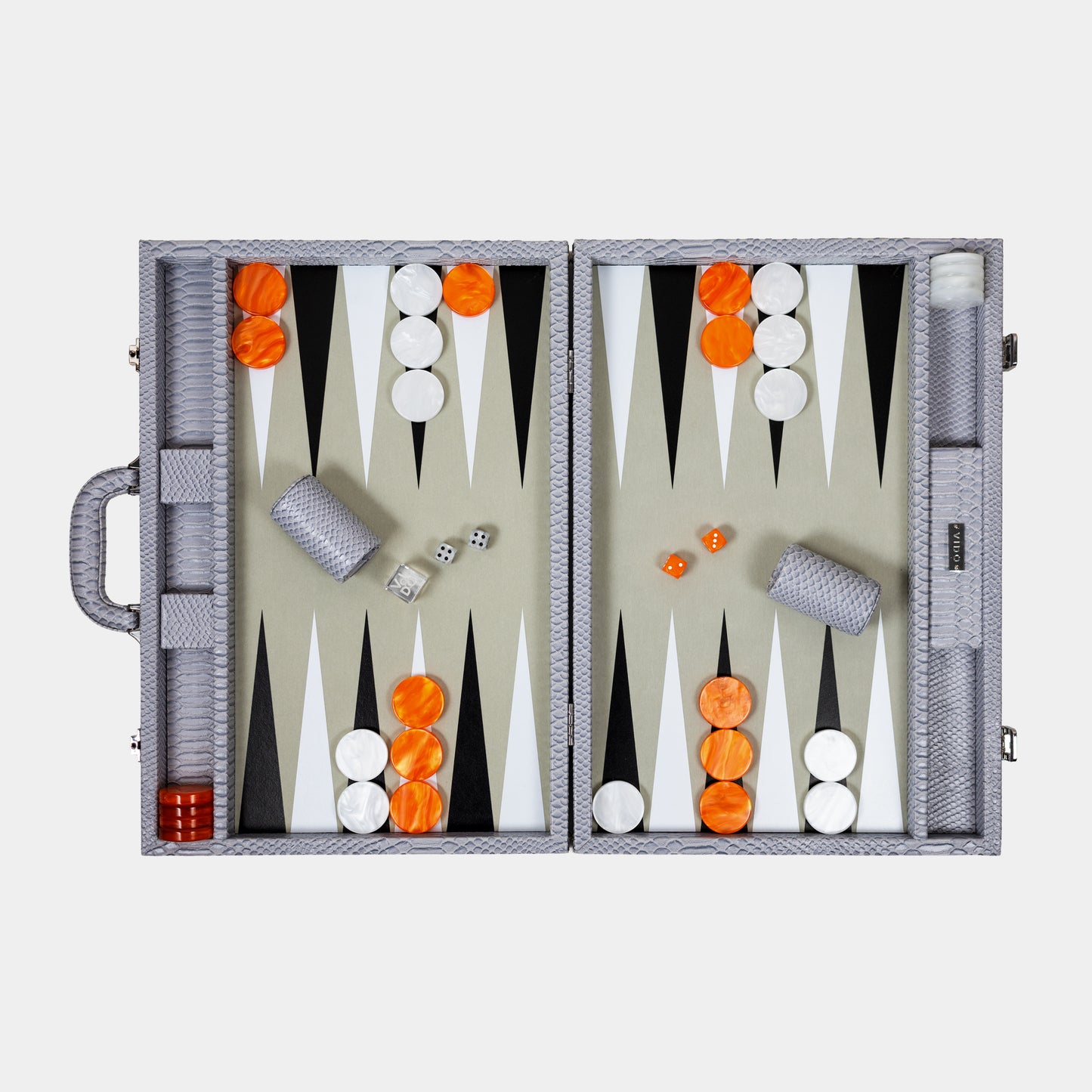 Cool Grey & Orange Snake Large Backgammon