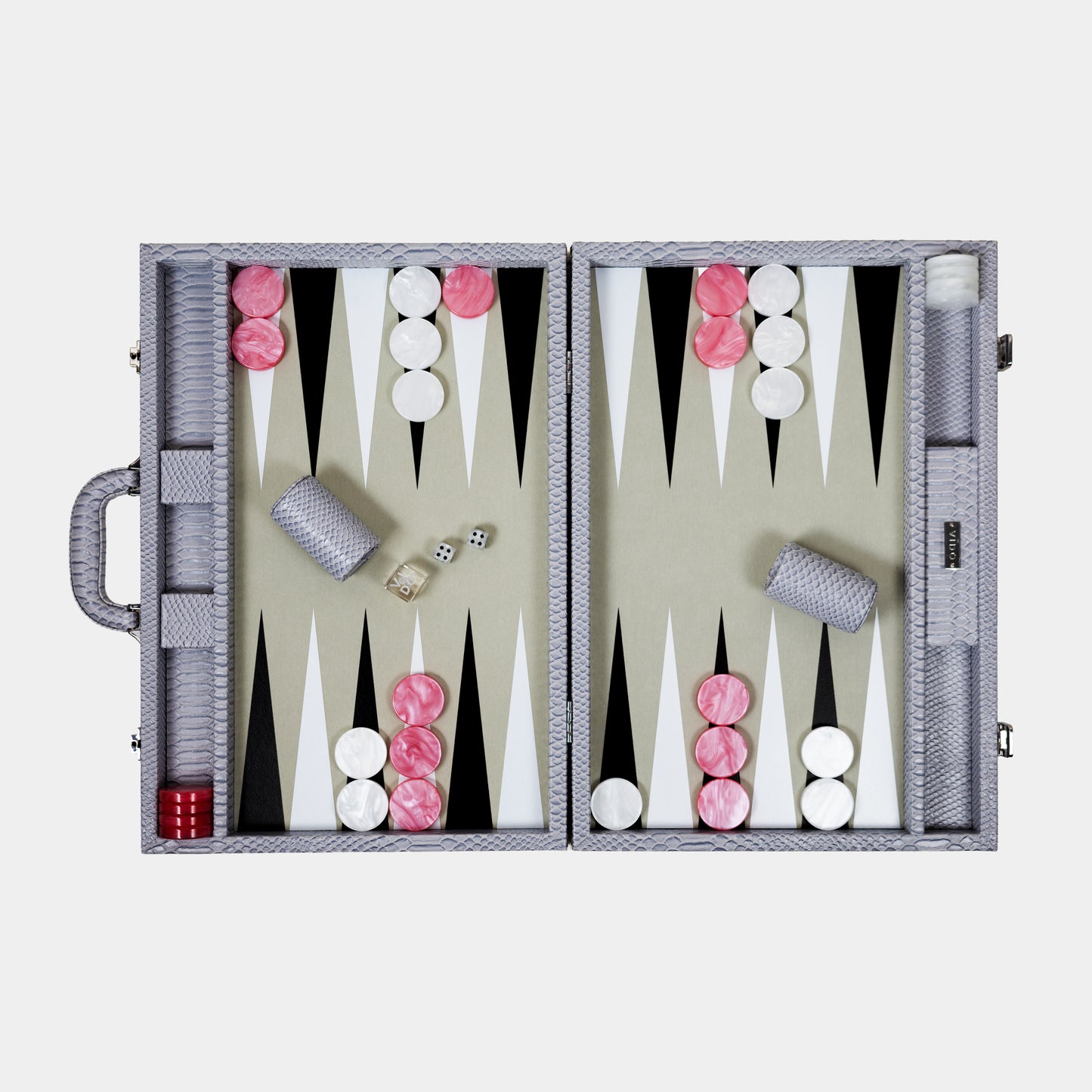 Cool Grey & Pink Snake Large Backgammon