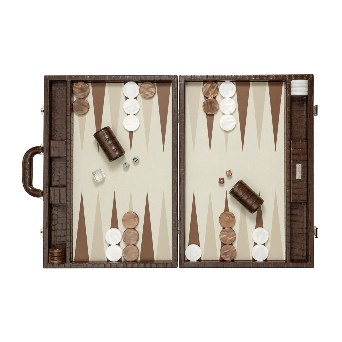 Dark Brown Crocodile Large Backgammon
