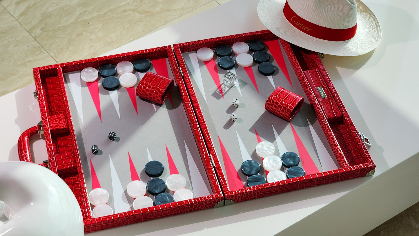 Raspberry Alligator Large Backgammon