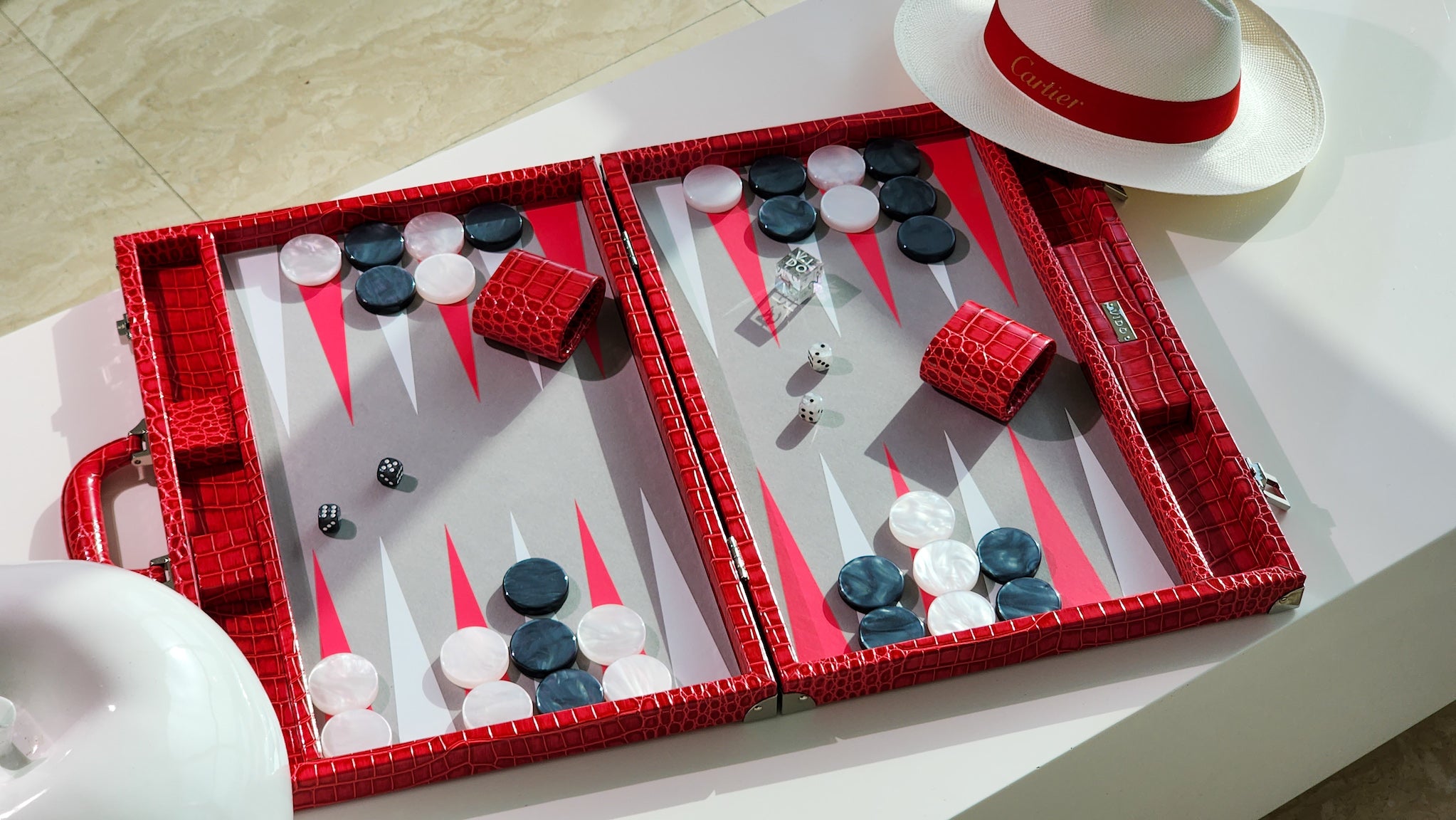 Backgammon Large Set Raspberry Alligator VIDO