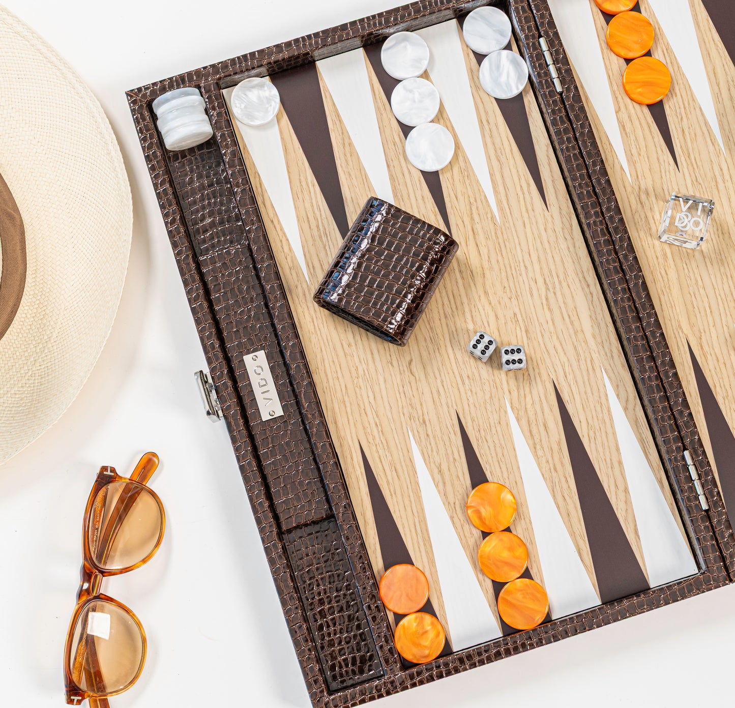 Dark Brown Alligator Wooden Backgammon