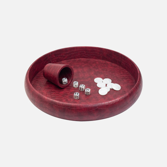 Burgundy Crocodile Dice Tray
