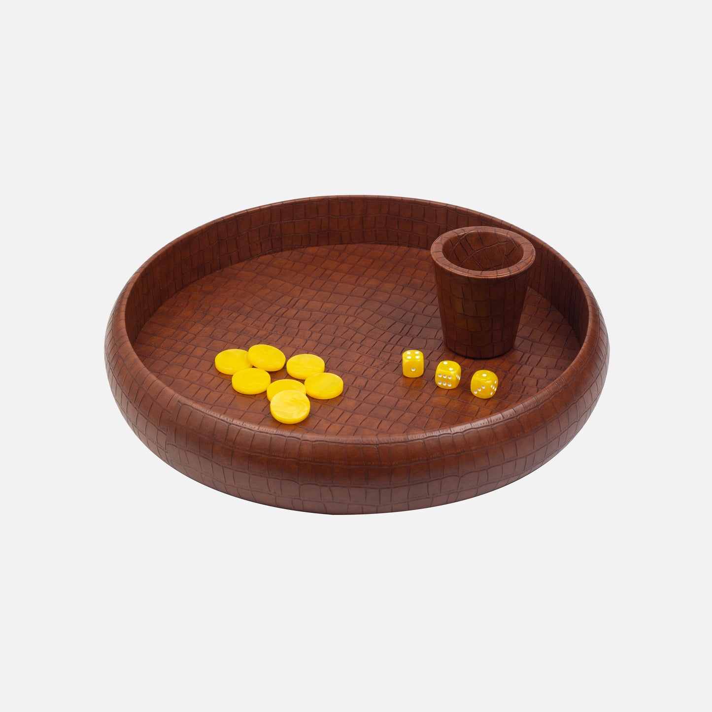 Chestnut Crocodile Dice Tray