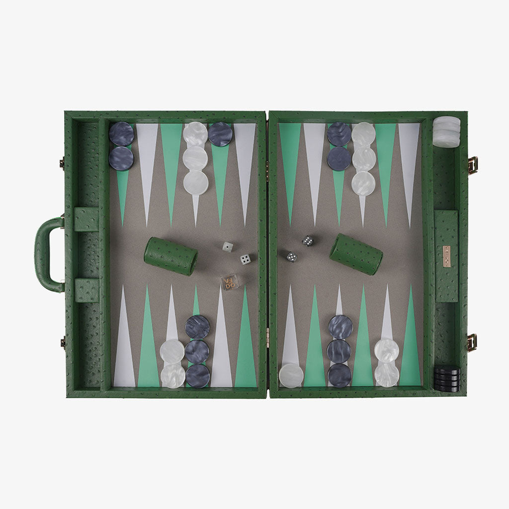 Forest Green Ostrich Large Backgammon