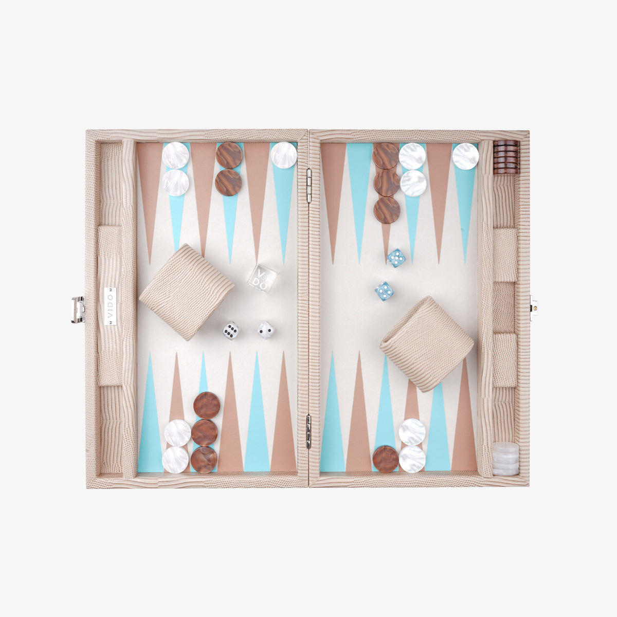 Travel Backgammon Set Sand Beige Lizard By VIDO VIDO