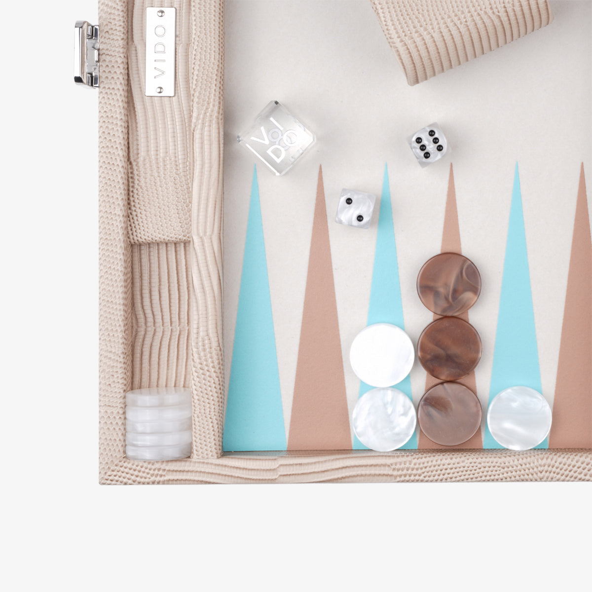 Travel Backgammon Set Sand Beige Lizard By VIDO