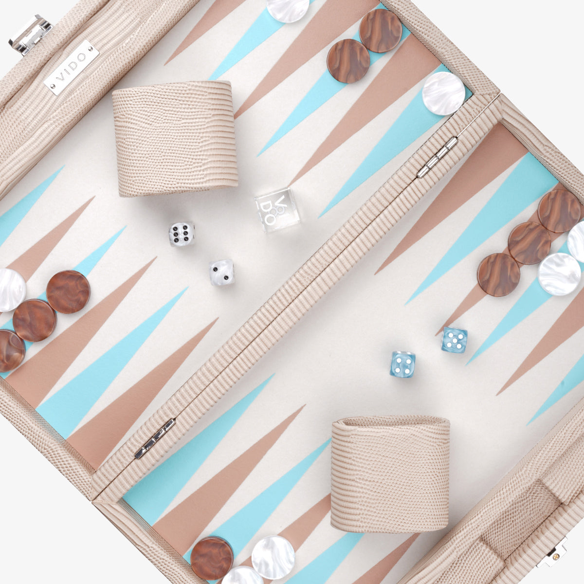 Travel Backgammon Set Sand Beige Lizard By VIDO VIDO