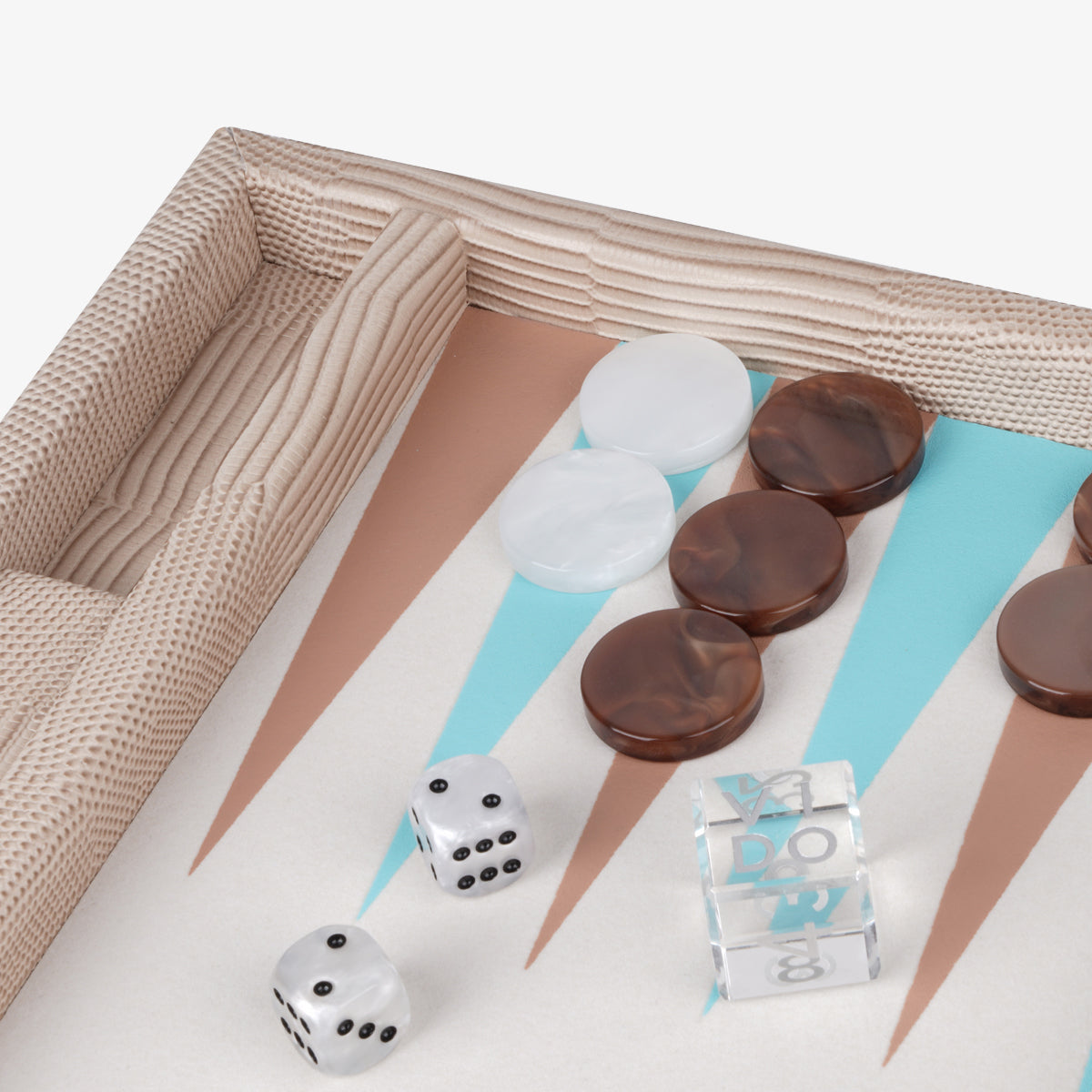 Travel Backgammon Set Sand Beige Lizard By VIDO