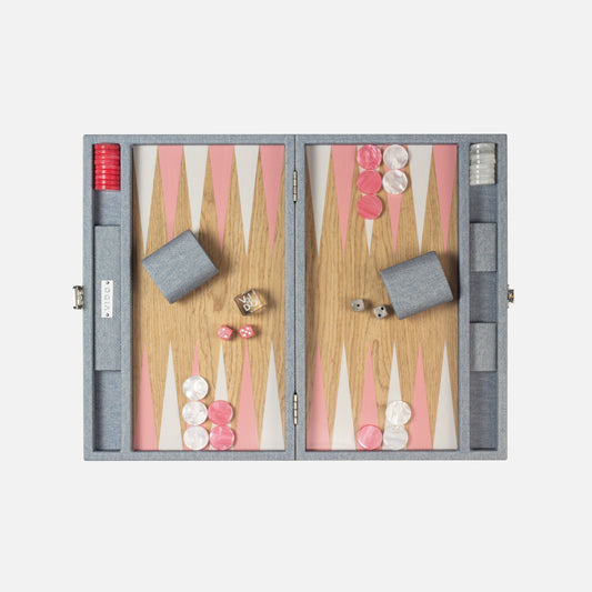 Denim Pink Wooden Backgammon
