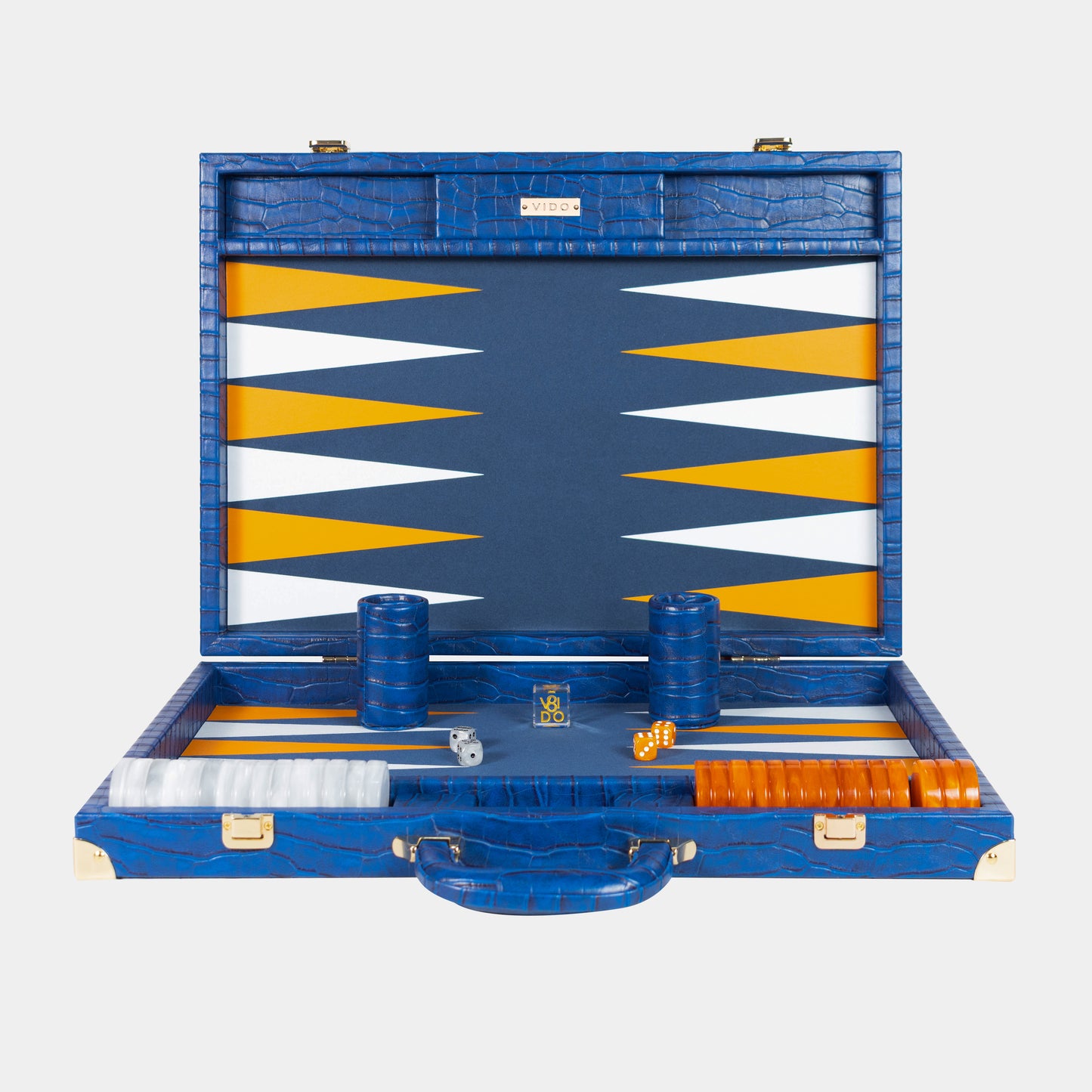 Navy-Blue Alligator Large Backgammon