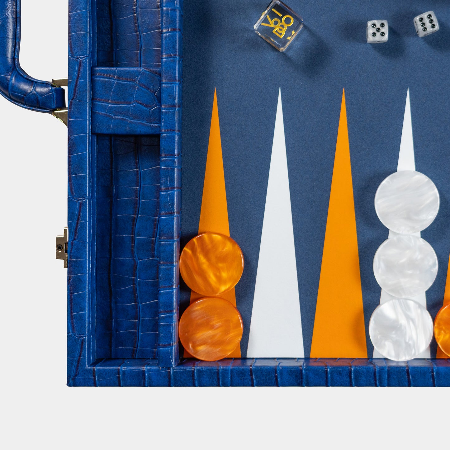 Navy-Blue Alligator Large Backgammon