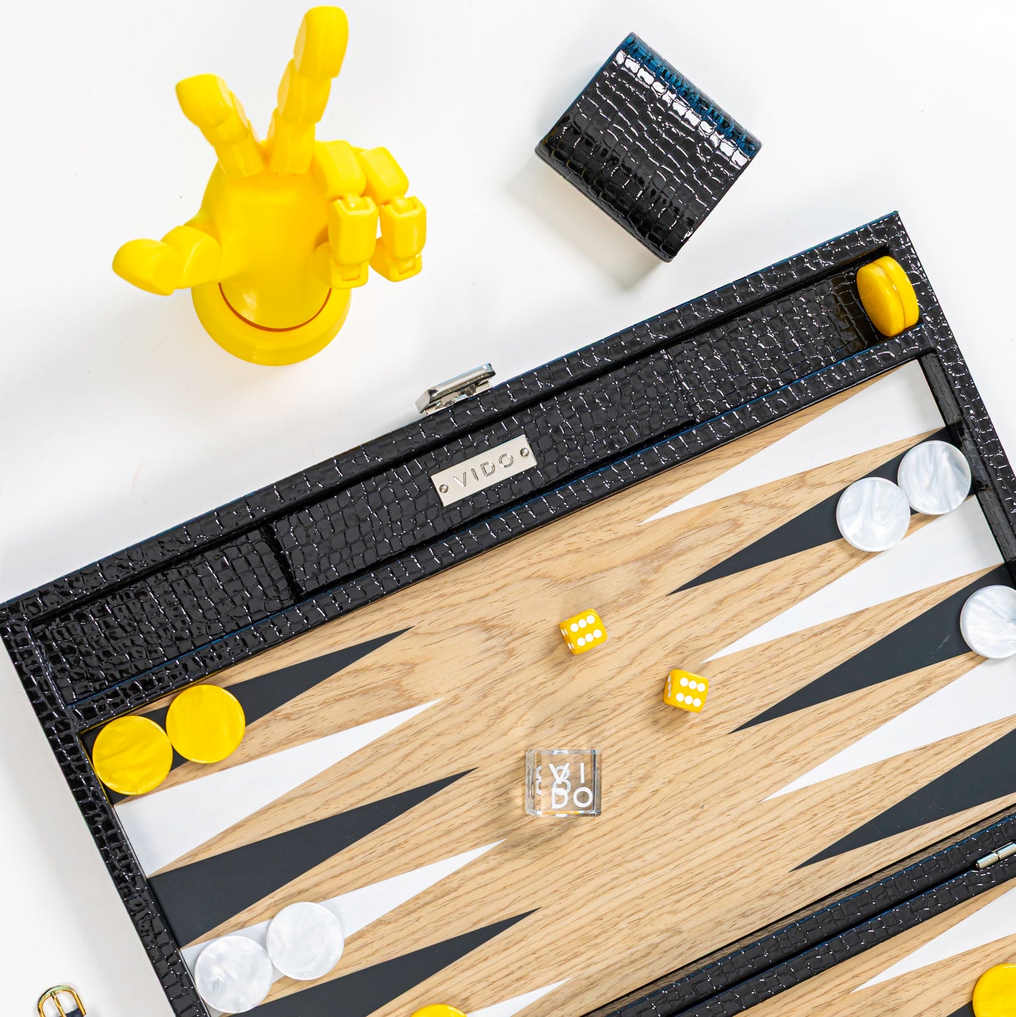 Jet Black Alligator Wooden Backgammon