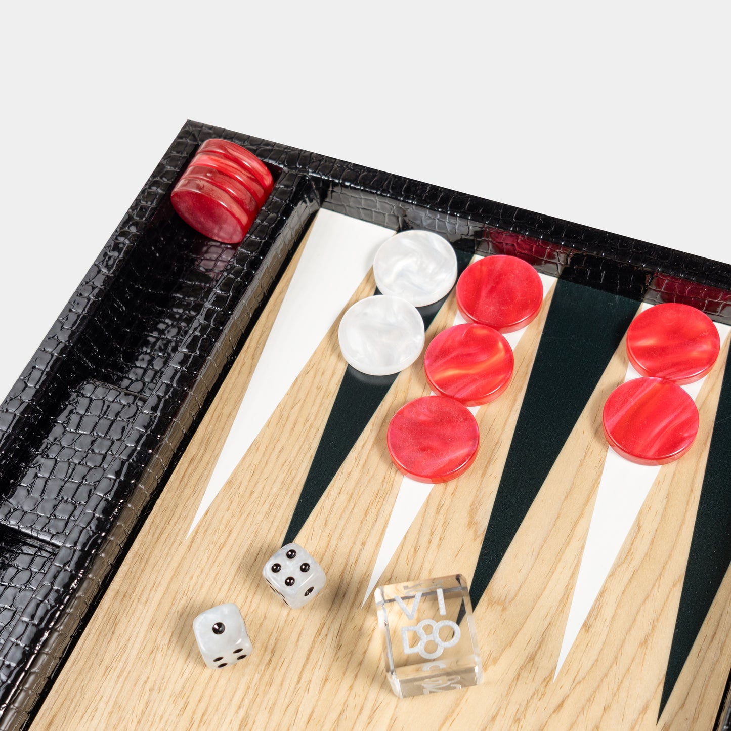 Jet Black Alligator Wooden Backgammon