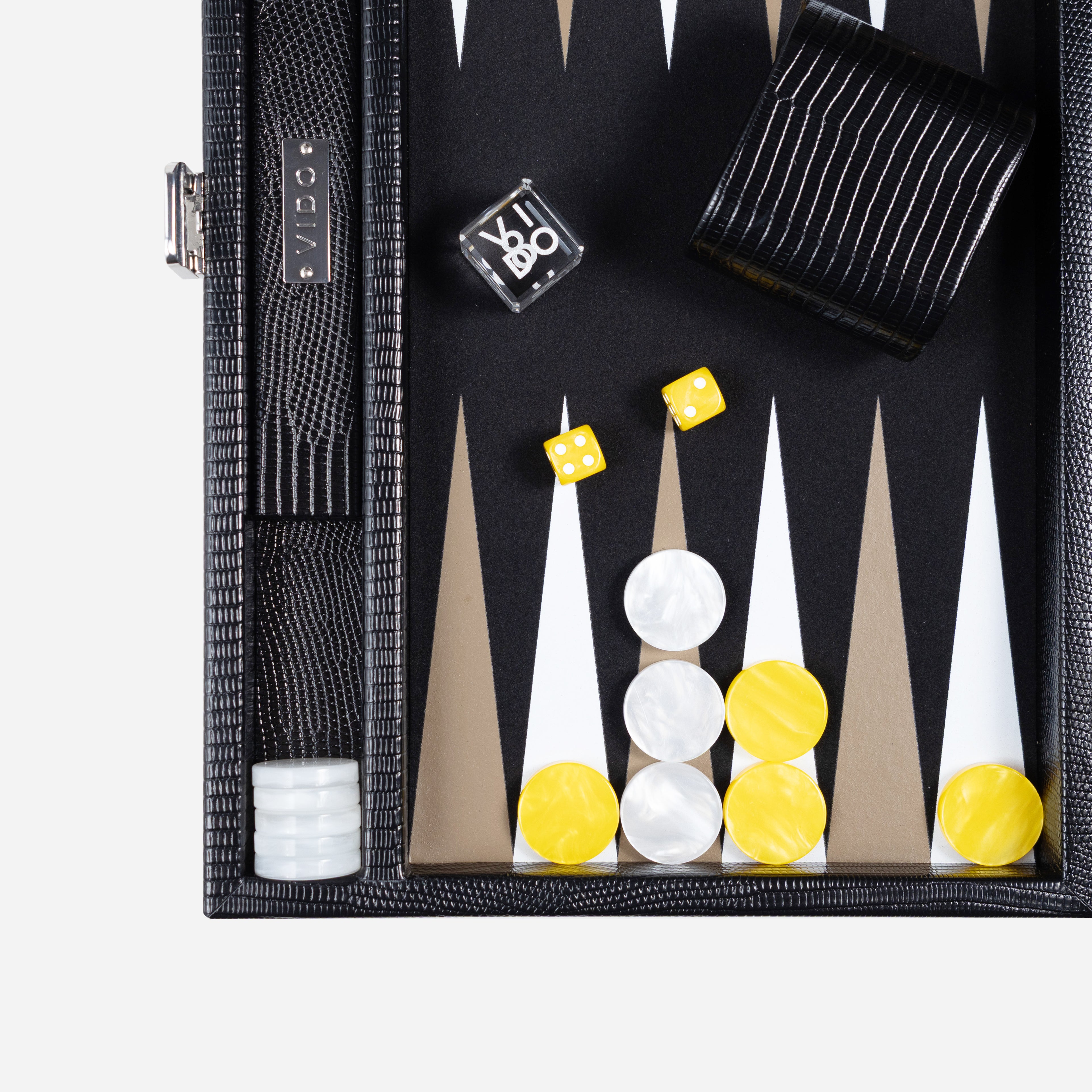 Backgammon Medium Set Jet Black Lizard – VIDO