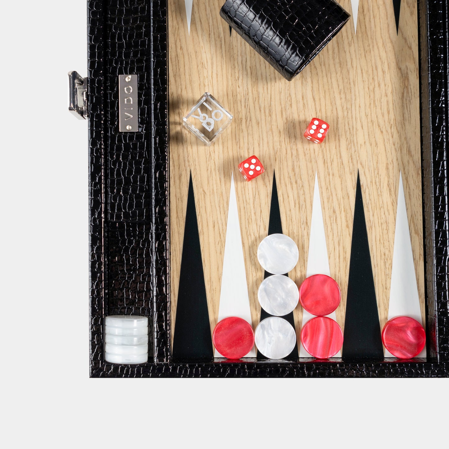 Jet Black Alligator Wooden Backgammon