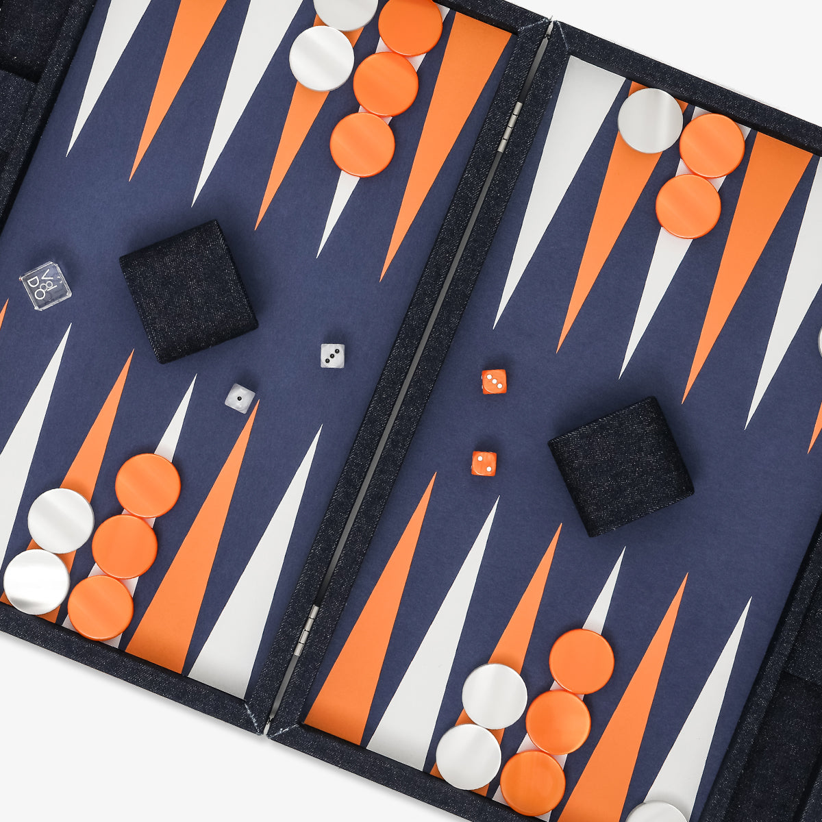 VIDO Large Backgammon Board Set 21-inch Checkers 44 mm Navy-Blue Denim
