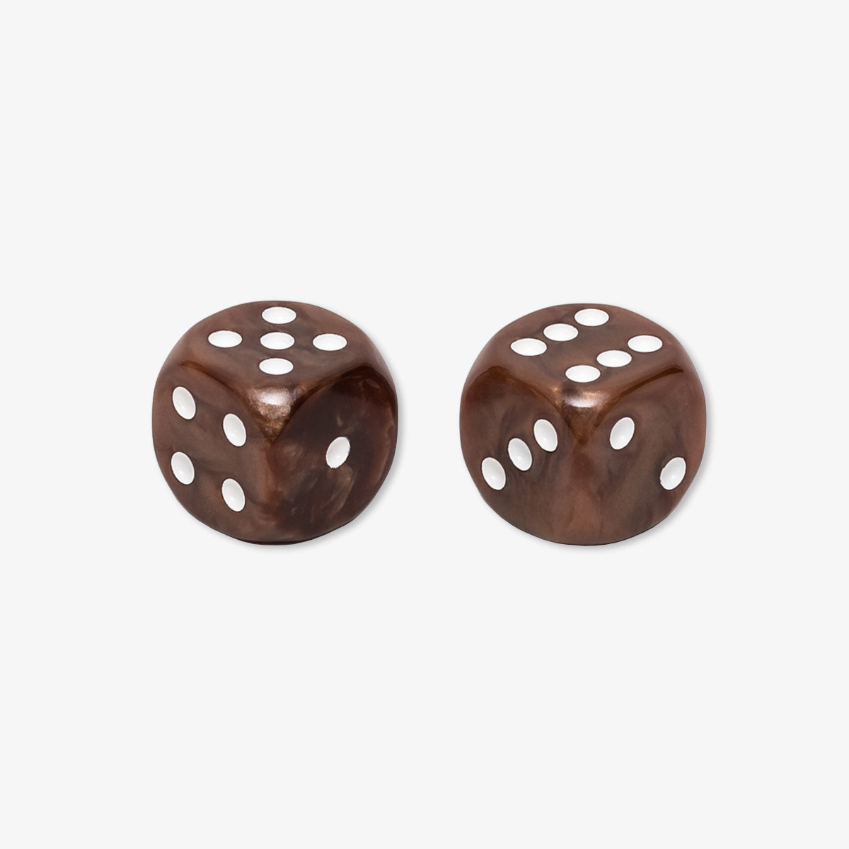 Backgammon Dice Resin Mother-of-Pearl 15 mm Brown