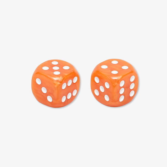 Backgammon Dice Resin Mother-of-Pearl 15 mm Orange
