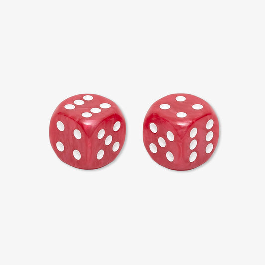 Backgammon Dice Resin Mother-of-Pearl 15 mm Red