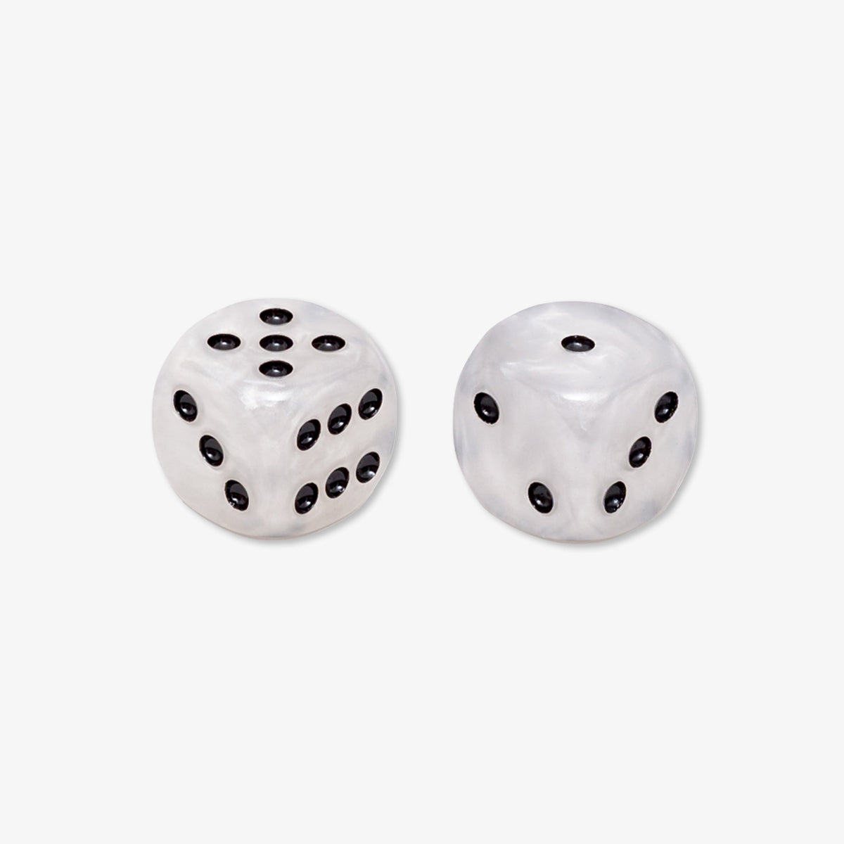 Backgammon Dice Resin Mother-of-Pearl 15 mm White