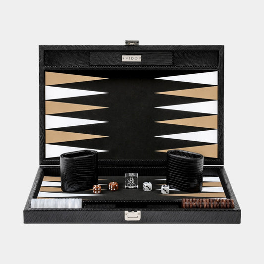 Jet Black Lizard Medium Backgammon