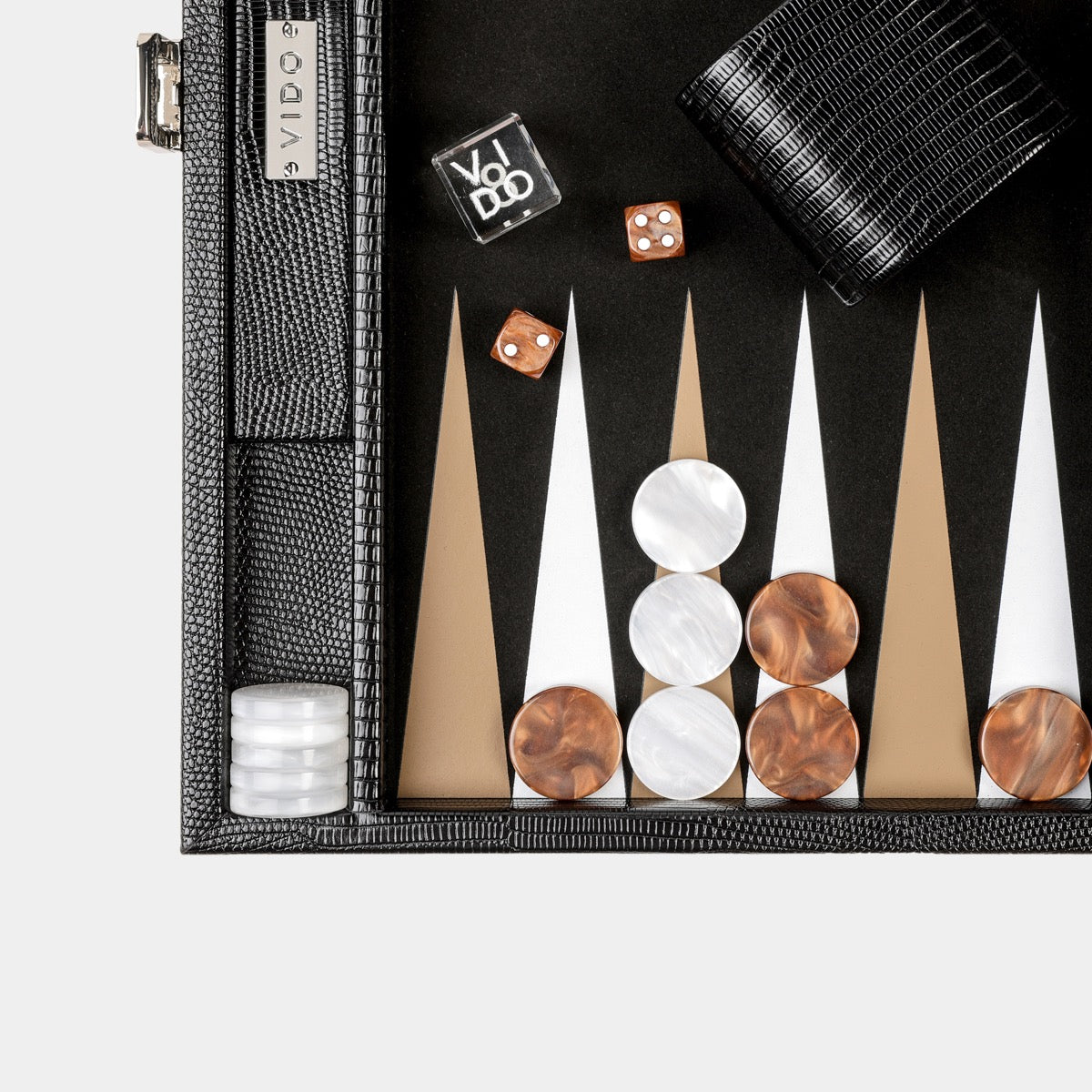 Jet Black Lizard Medium Backgammon