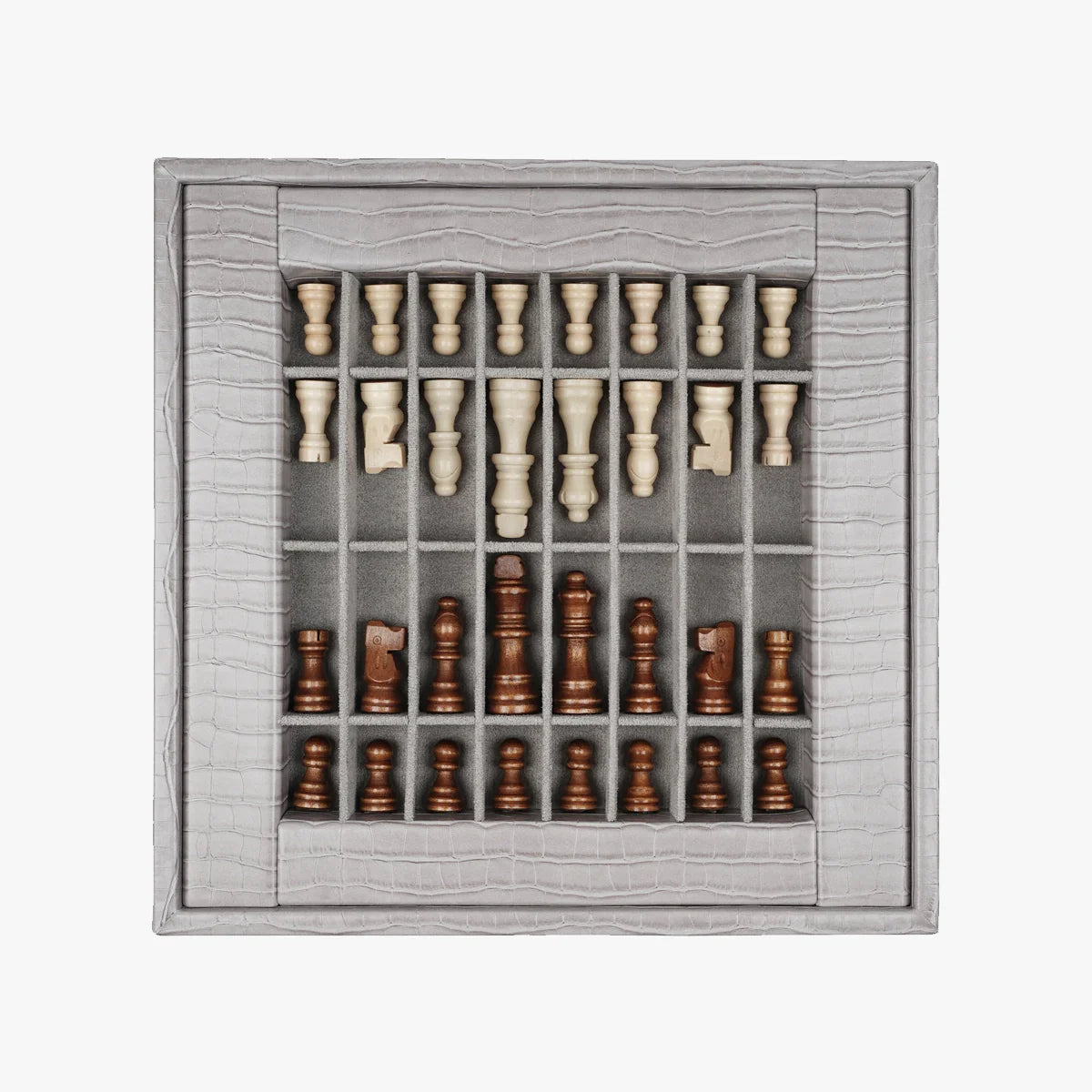 VIDO Luxury Chess Box Grey Alligator Vegan Leather