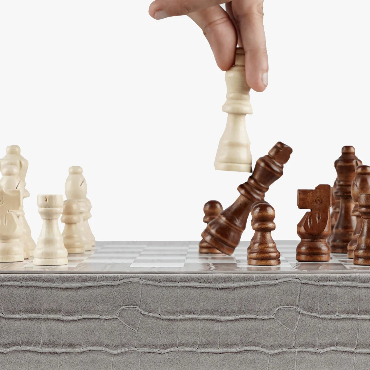 VIDO Luxury Chess Box Grey Alligator Vegan Leather