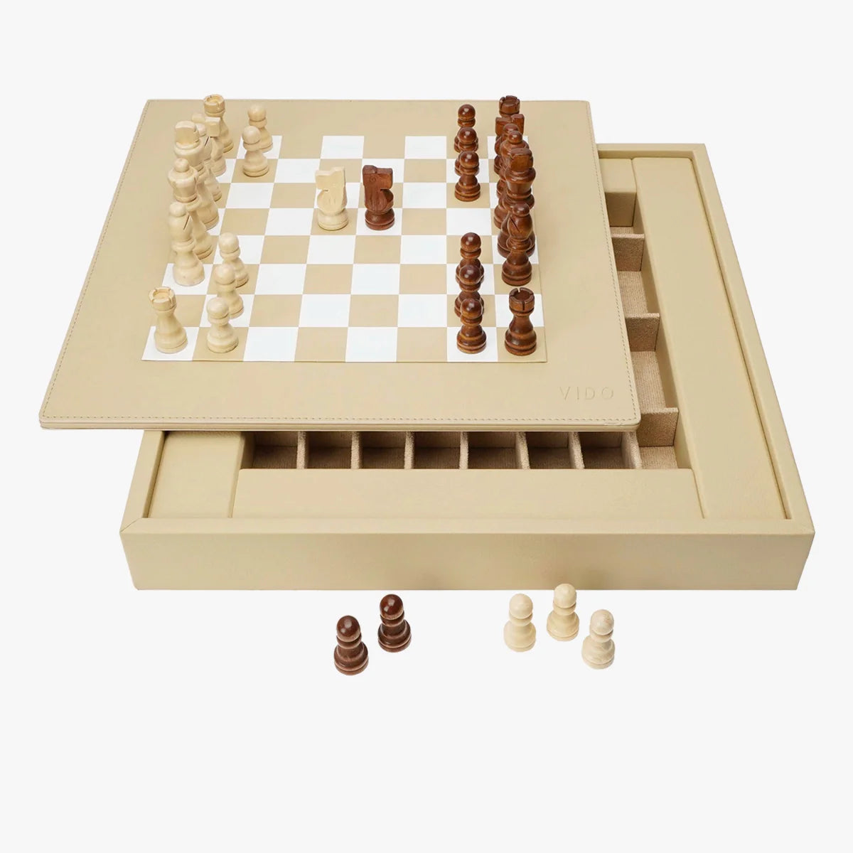 VIDO Luxury Chess Box Sand Beige Vegan Leather