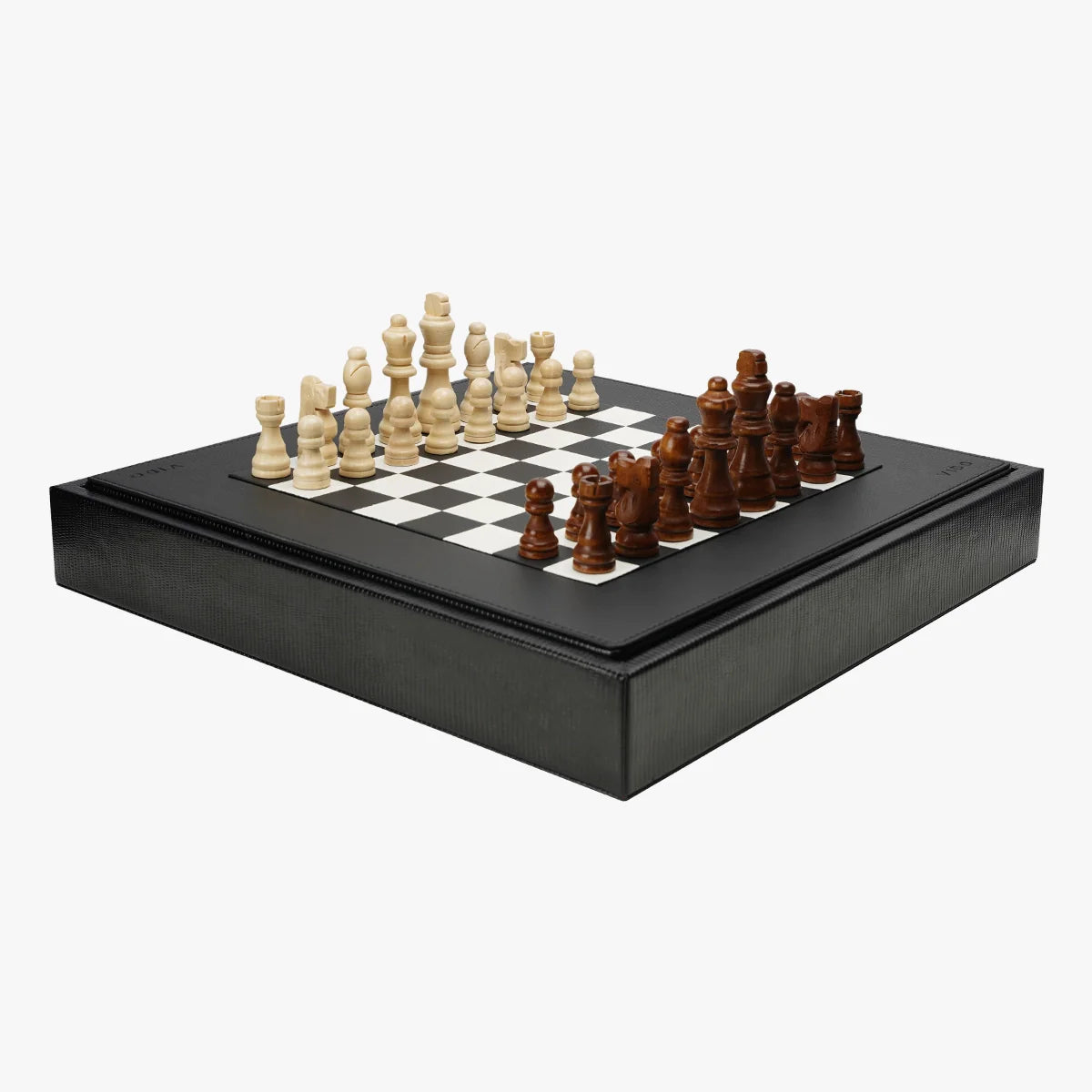 VIDO Luxury Chess Box Black Lizard Vegan Leather