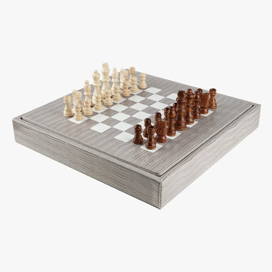 VIDO Luxury Chess Box Grey Alligator Vegan Leather
